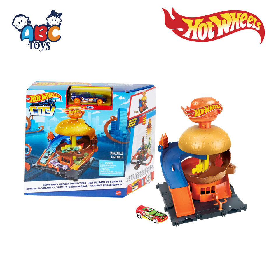 Hot Wheels HDR26 City Burger Drive-Thru Playset, With 1 Toy Car, Ages 4+ (HDR24)