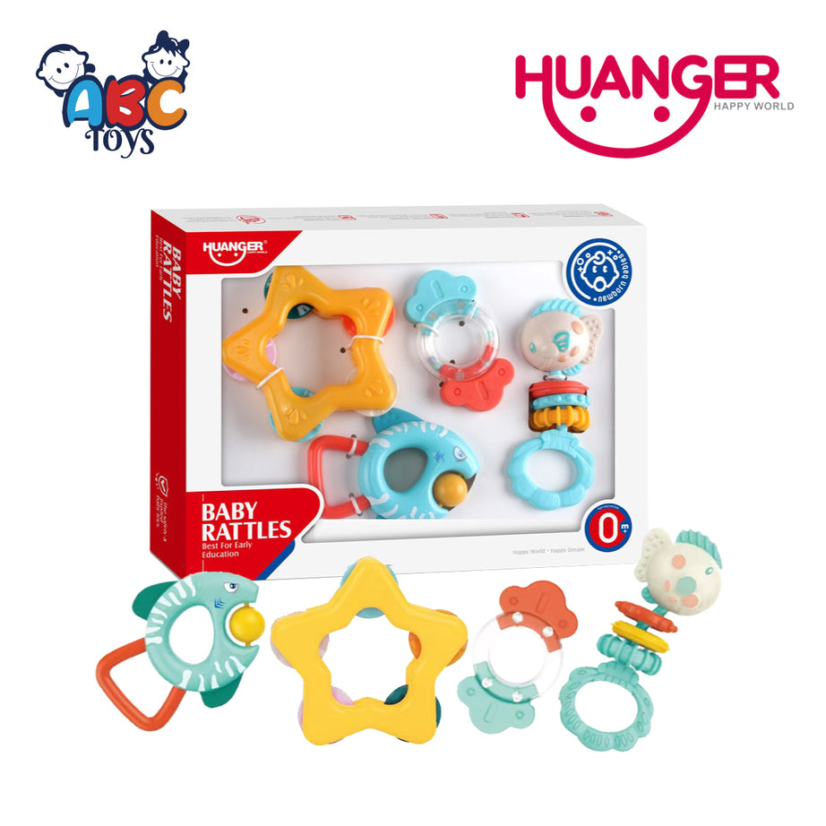 Huanger HE0134 Baby Rattles & Teether 4pcs Set, Ages 0+