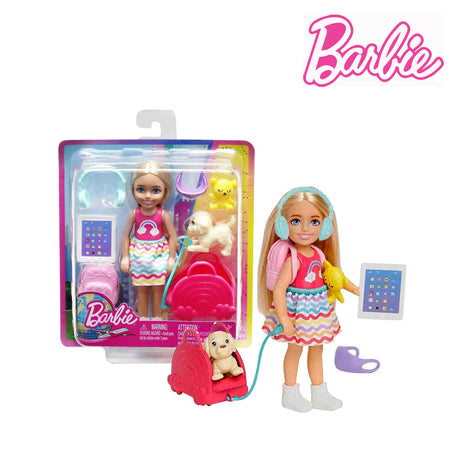 Barbie HJY17 Chelsea Doll And Accessories, Travel Set With Puppy, Ages 3+