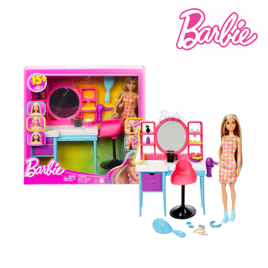Barbie HKV00 Doll And Hair Salon Playset