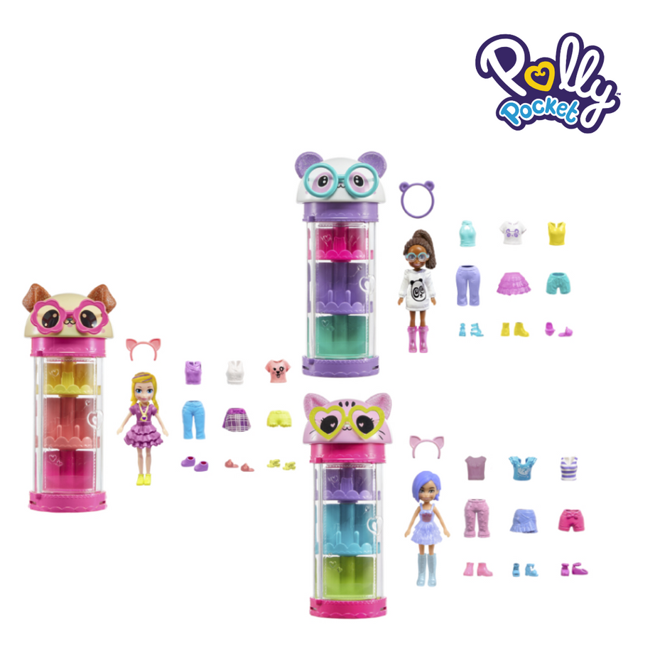 Polly Pocket HKW04 Style Spinner Fashion Closet Panda, Ages 4+