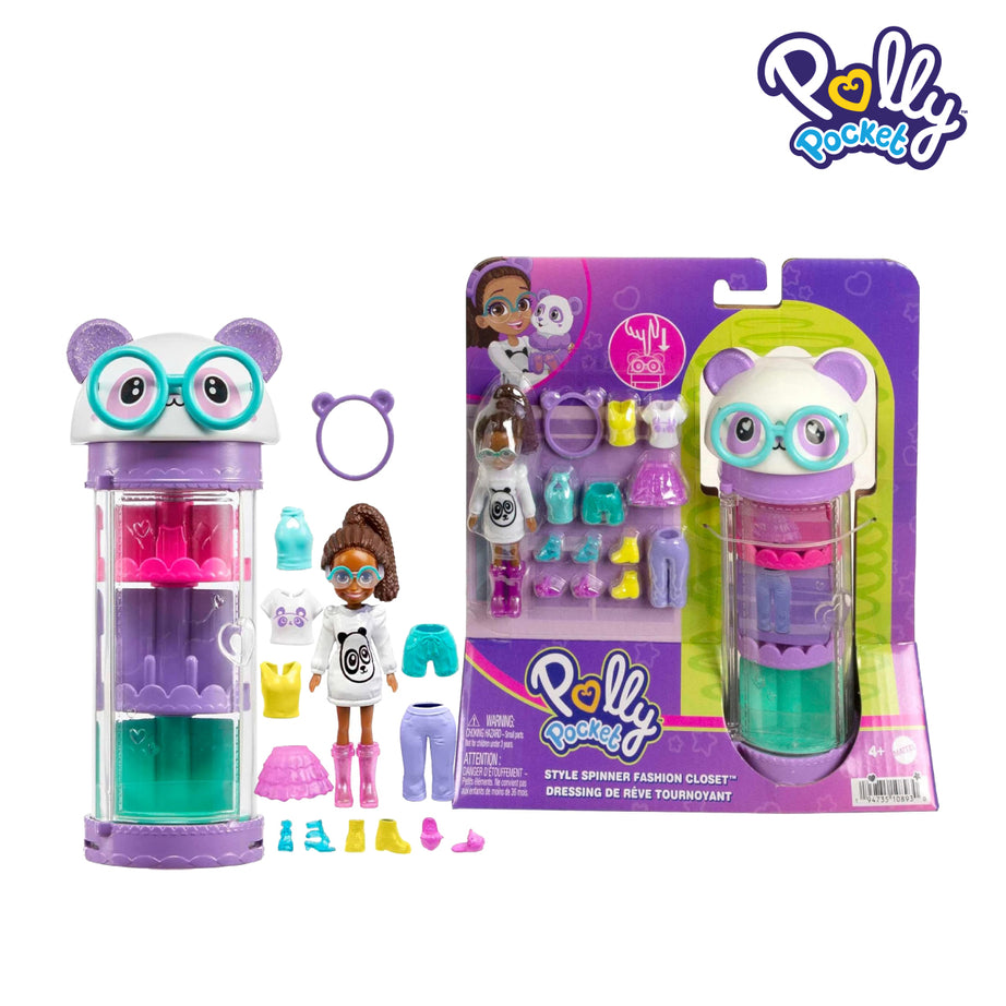 Polly Pocket HKW04 Style Spinner Fashion Closet Panda, Ages 4+