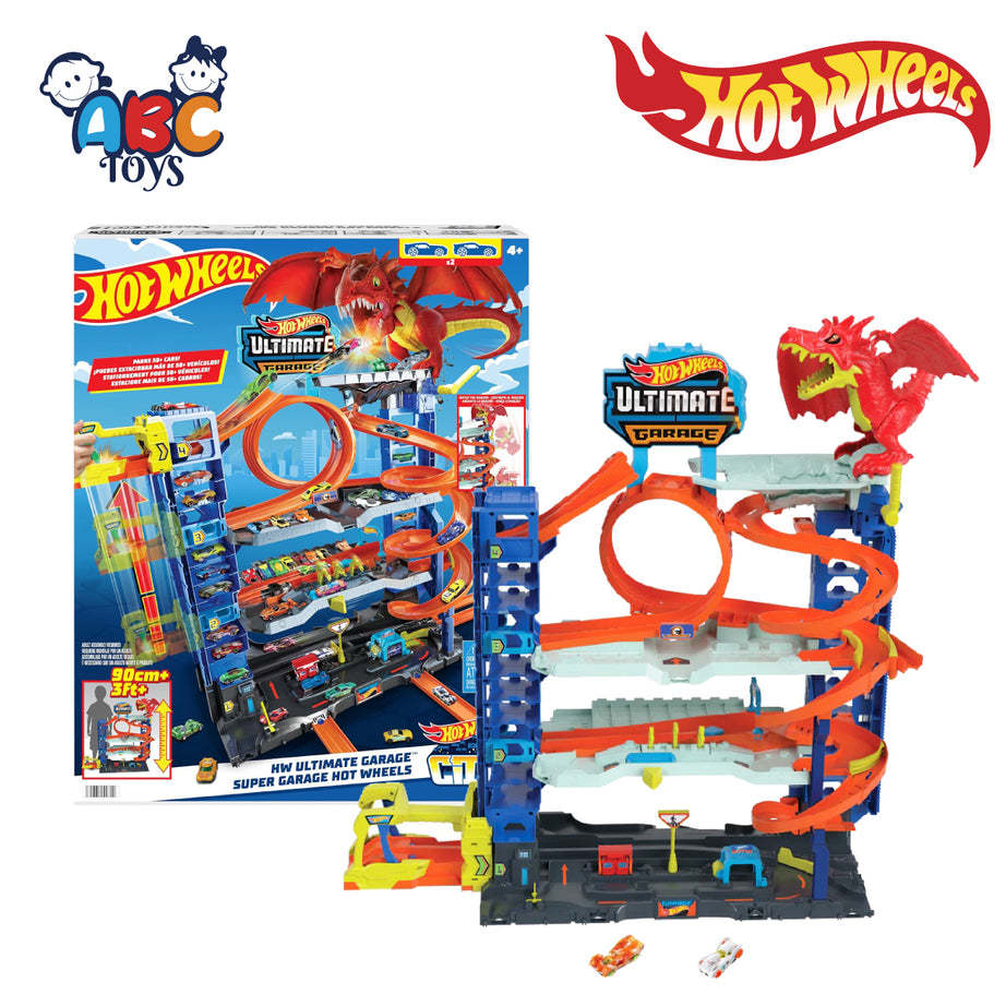Hot Wheels HKX48 City Ultimate Garage Playset From “Let's Race” With 2 Toy Cars & Storage, Ages 4+