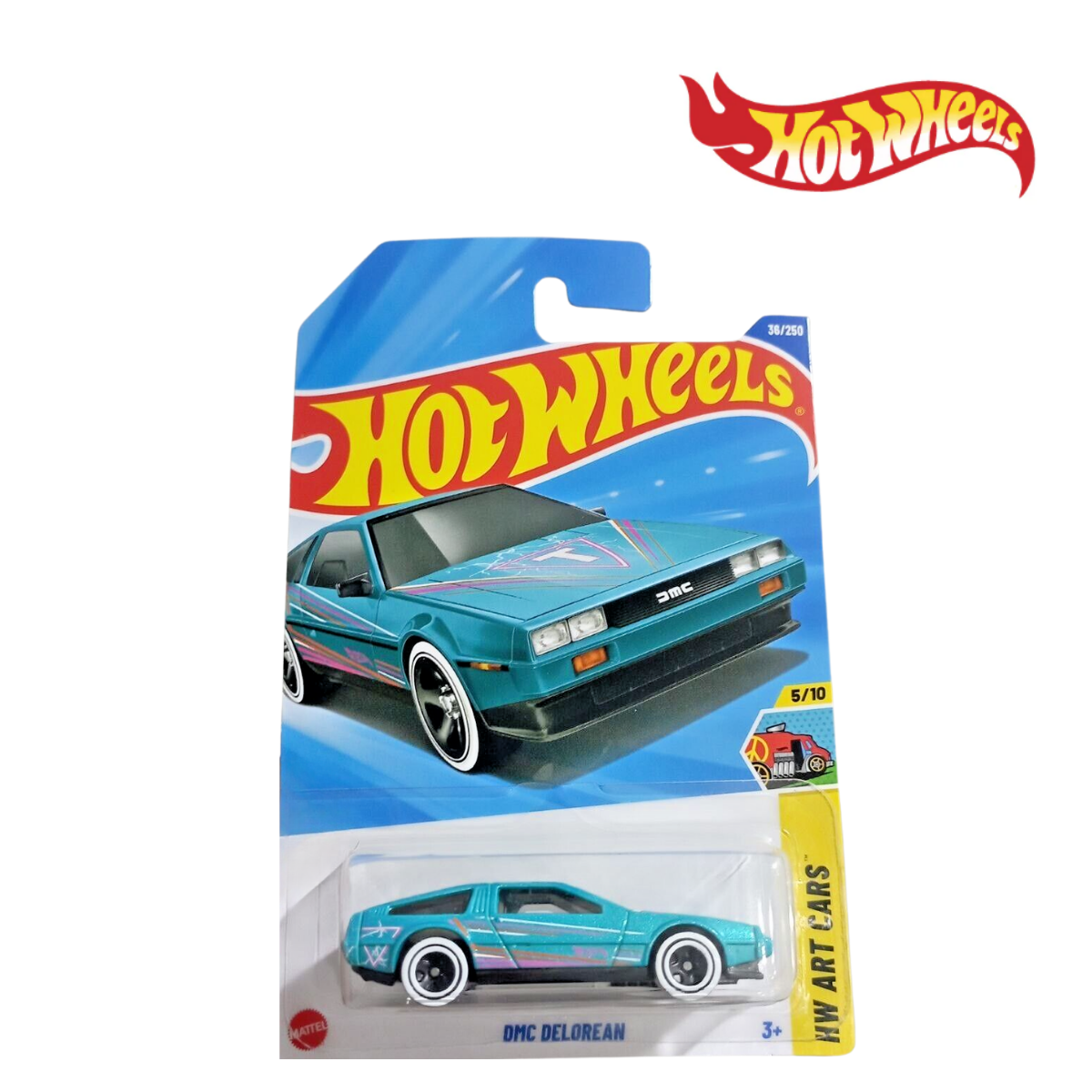 HOT WHEELS HYX59 1/64 DMC DeLorean Long Card, Ages 3+