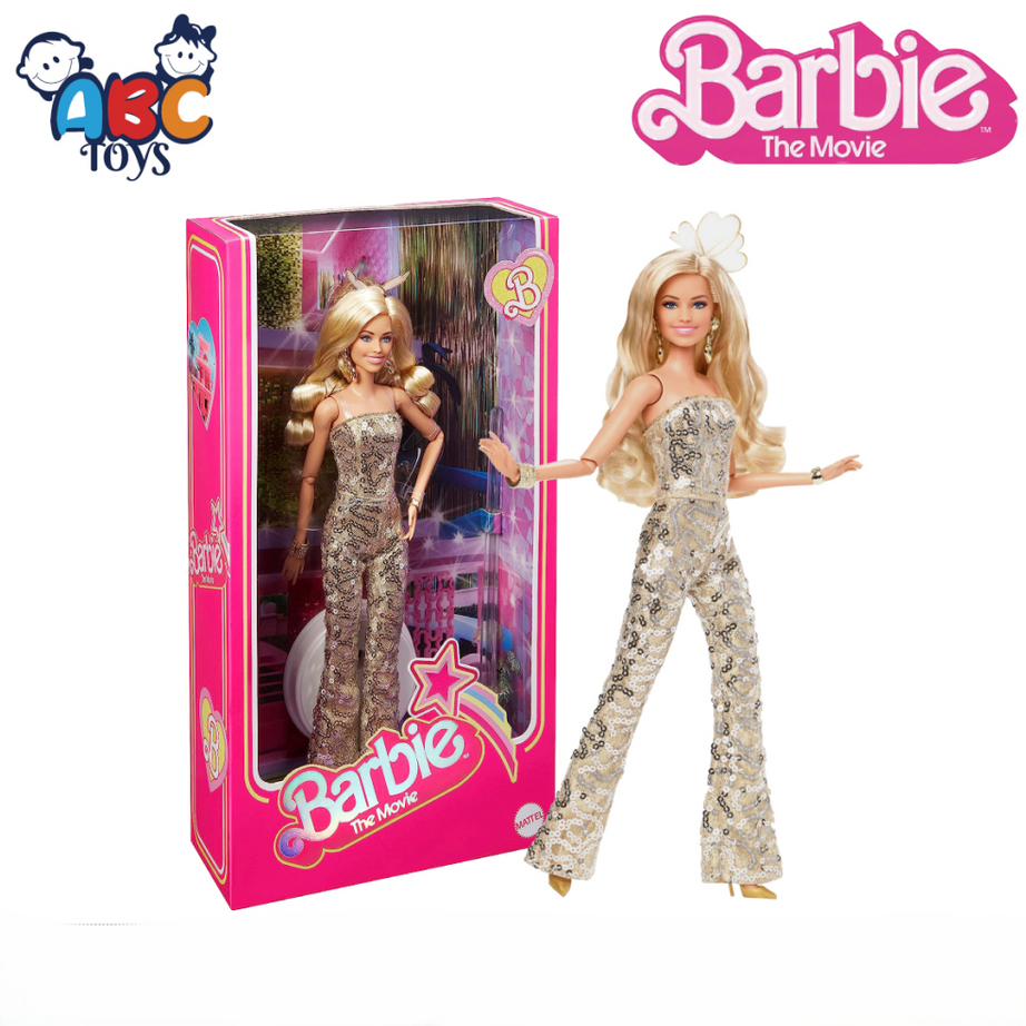 Barbie HPJ99 Gold Disco Jumpsuit-Barbie The Movie, Ages 3+