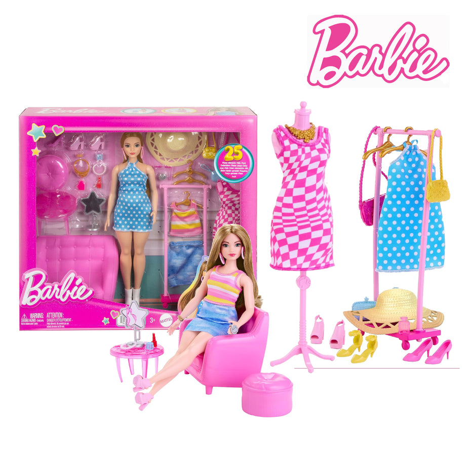Barbie HPL78 Fashion Set with Doll and Wardrobe Set
