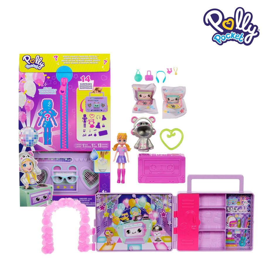 Polly Pocket HRD65 Disco Dance Fashion Reveal Doll & Playset, Ages 4+