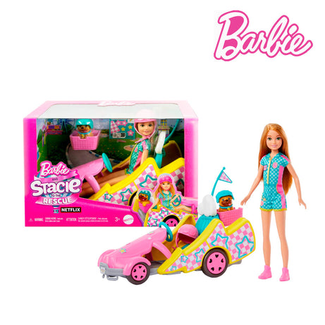 Barbie HRM08 Stacie Doll with Go-Kart Car with Rolling Wheels, Ages 3+