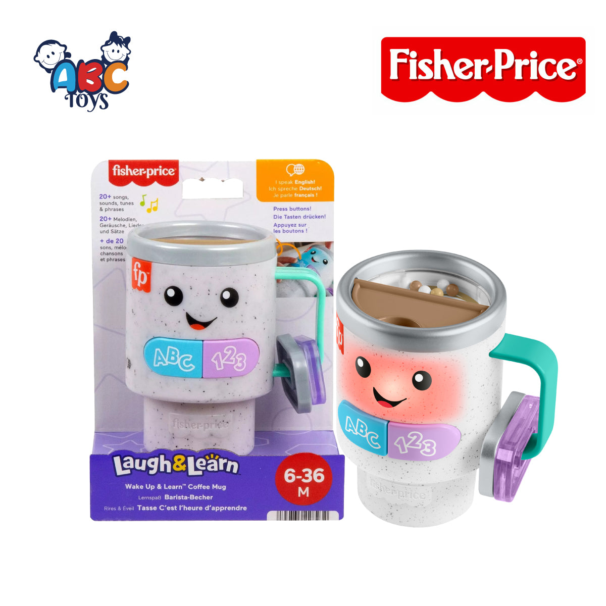 Fisher Price HRP35 Laugh & Learn Wake Up & Learn Coffee Mug, Ages 6m-36m