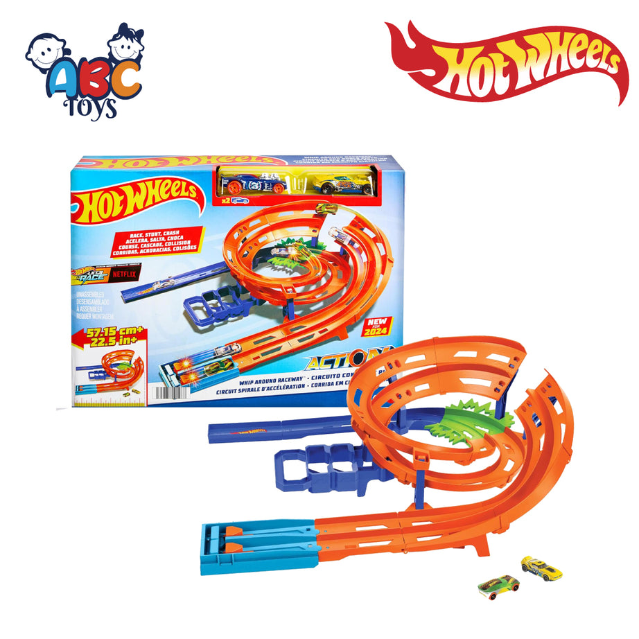 Hot Wheels HTK17 Whip Around Raceway, 2 Toy Cars in 1:64 Scale, Ages 3+