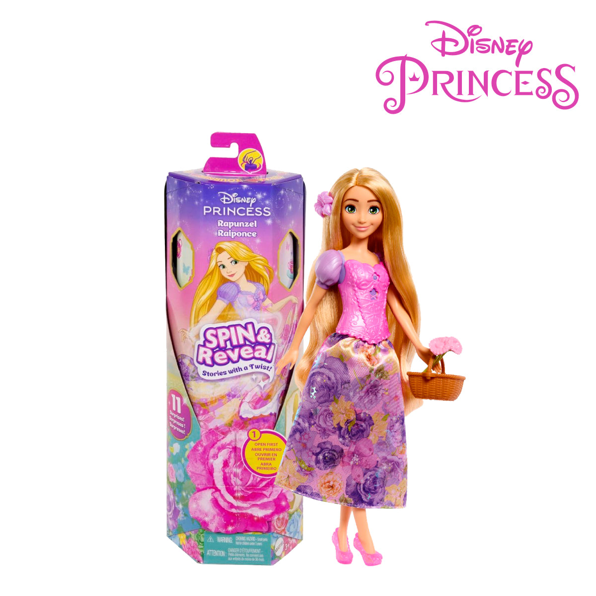 Disney Princess HTV84 Spin & Reveal Rapunzel Fashion Doll & Accessories, Ages 3+