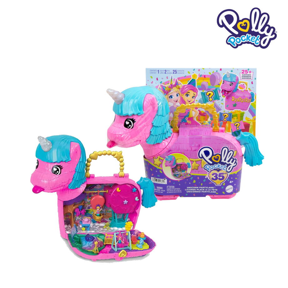 Polly Pocket HWP07 Unicorn Partyland Playset With 2 Micro Dolls, Ages 4+