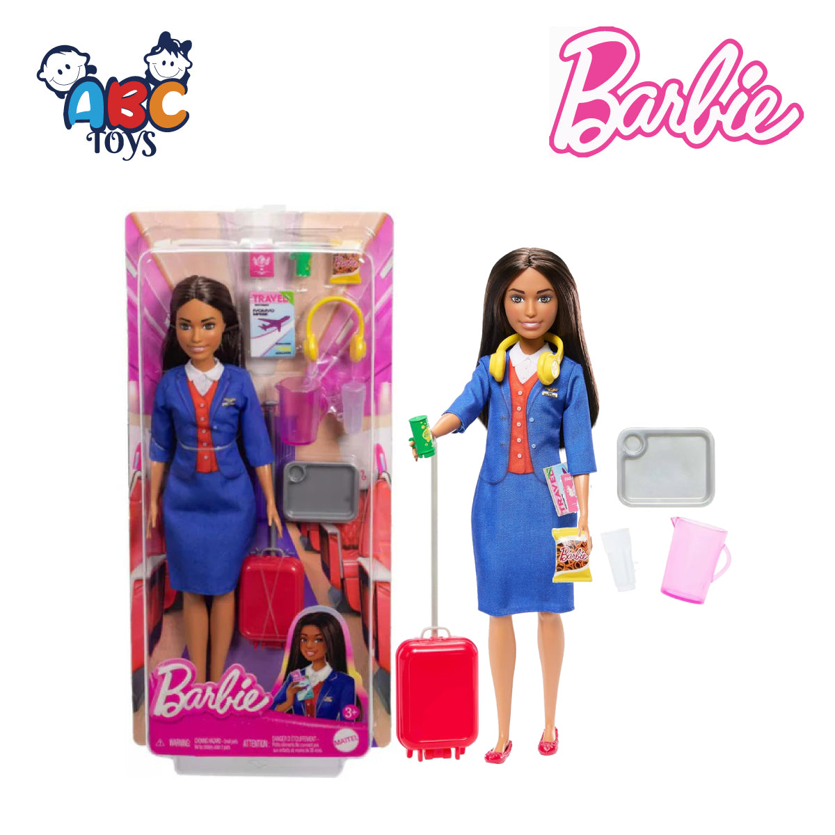 Barbie HYT60 Flight Attendant Doll & Accessories, Ages 3+