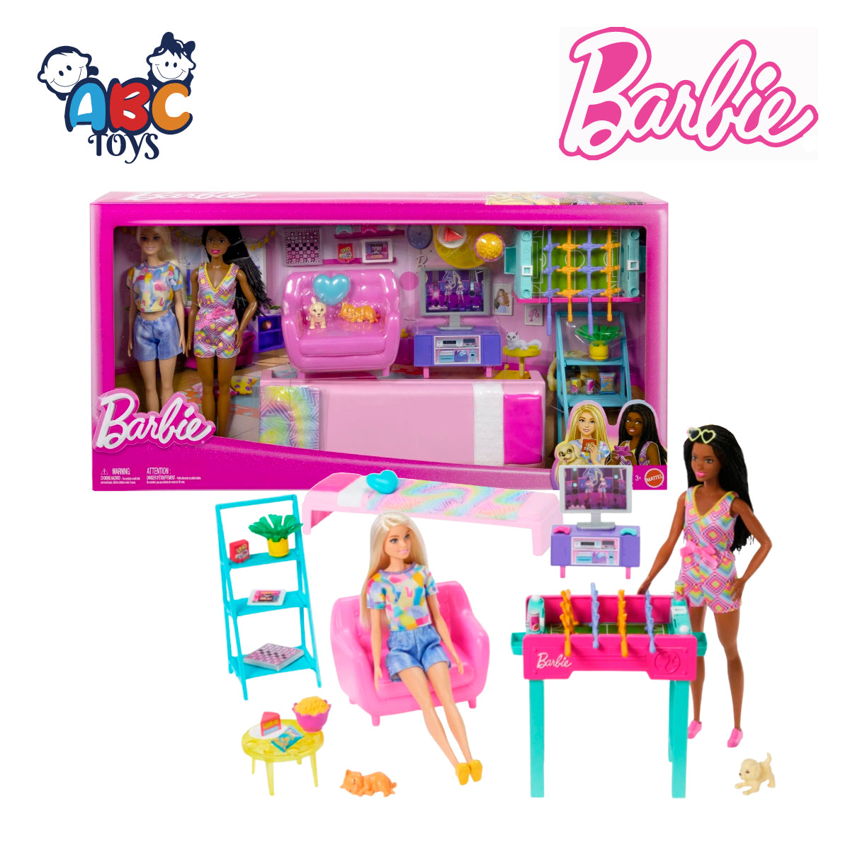 Barbie HYT64 2 dolls playroom Set, Age 3+