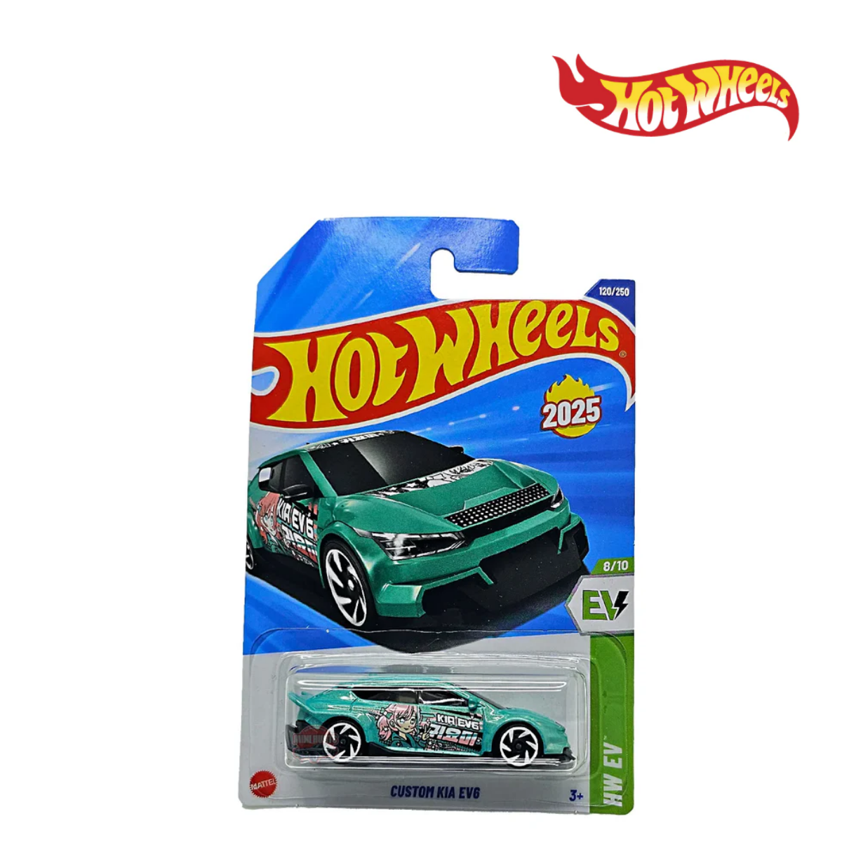 Hot Wheels HYX63 Custom Kia EV6 Long Card, Ages 3+