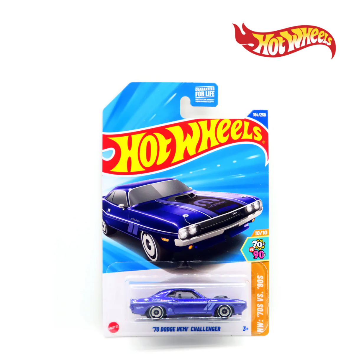 Hot Wheels HYY96 ’70 Dodge Hemi Challenger Long Card, Ages 3+