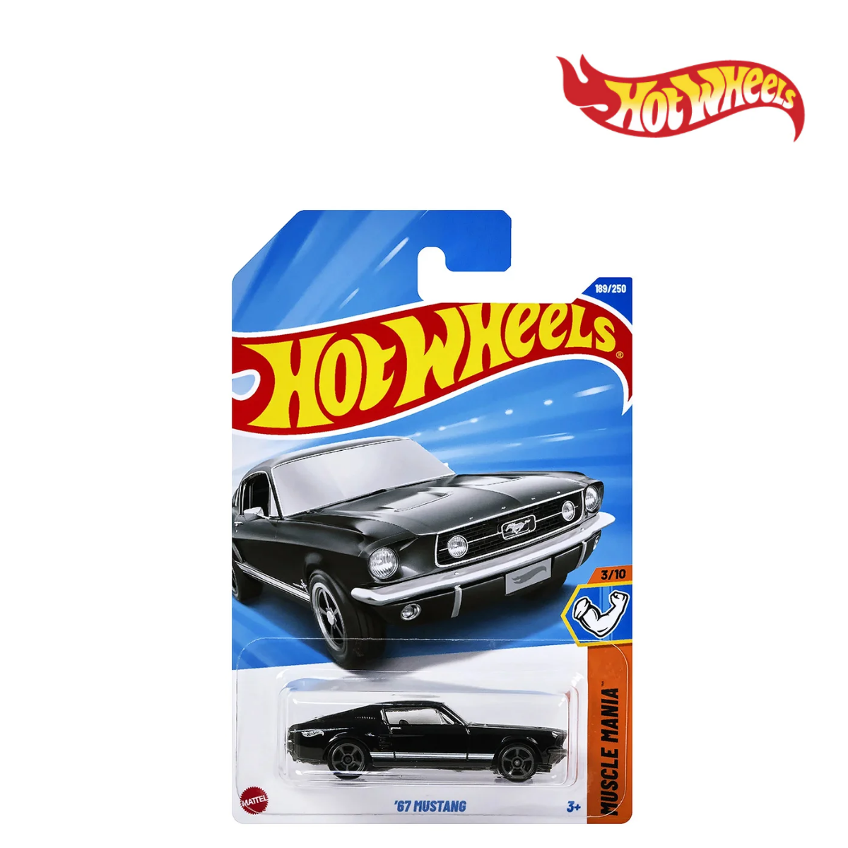 Hot Wheels JBB13 ’67 Mustang Long Card, Ages 3+