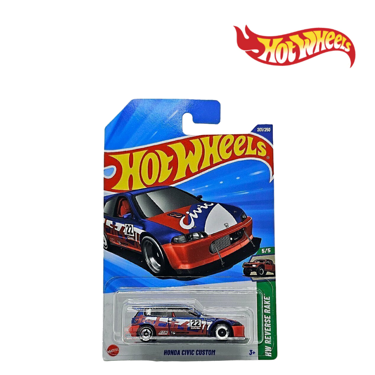 Hot Wheels JBB22 Honda Civic Custom Short Card, Ages 3+