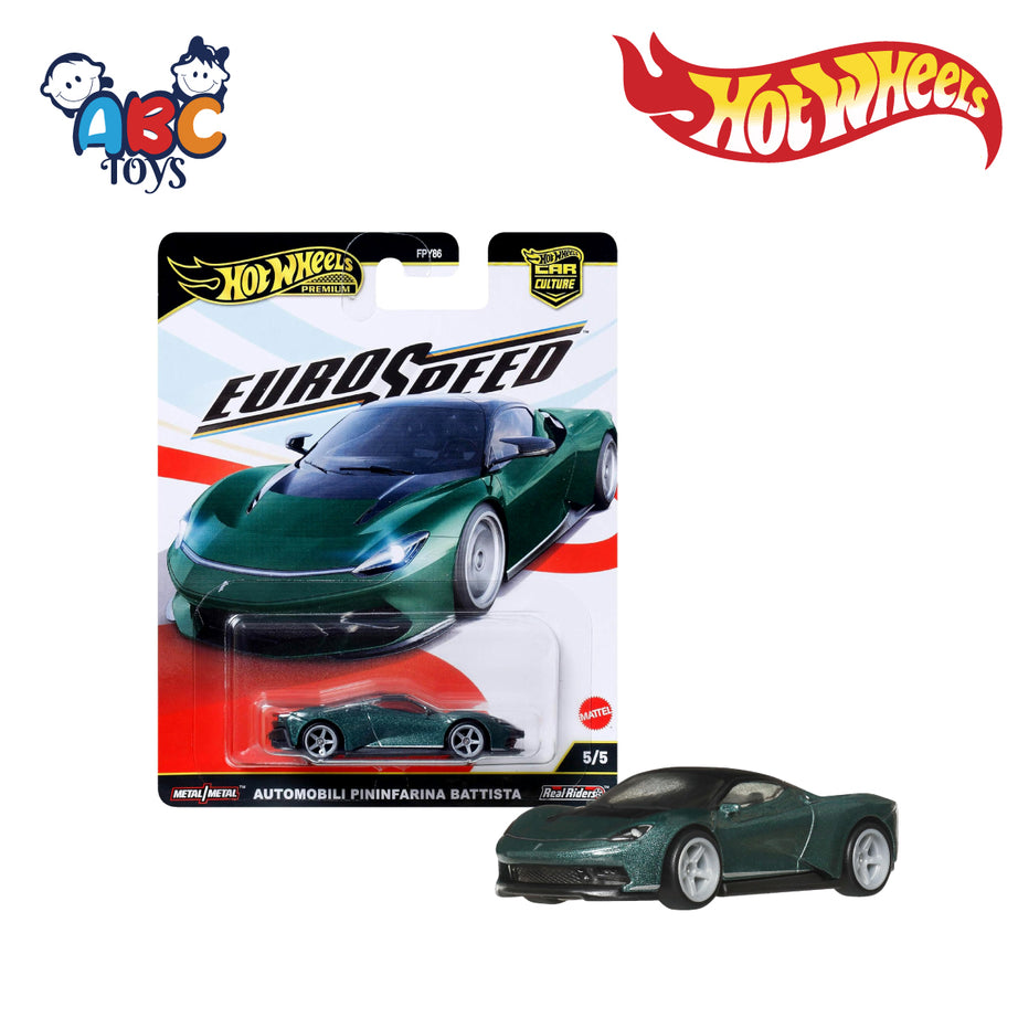 Hot Wheels FPY86 Car Culture Euro Speed Automobili Pininfarina Battista Green JBK77, Ages 3+