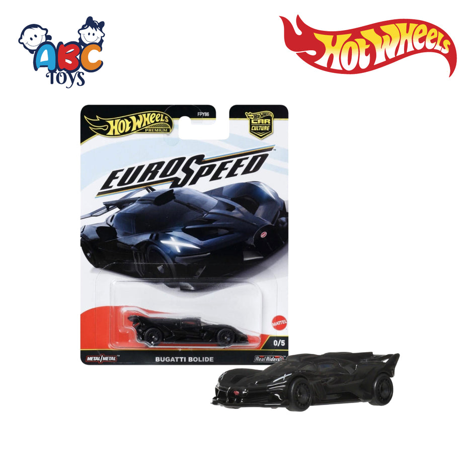 Hot Wheels FPY86 Car Culture Euro Speed Bugatti Bolide Black JBK80, Ages 3+