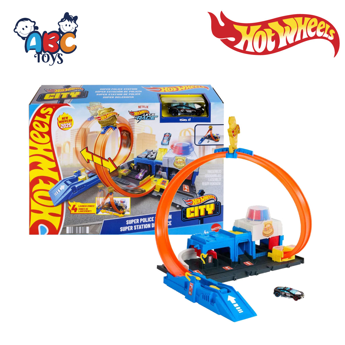 Hot Wheels JBM71 City Super Police Station Playset With 1:64 Scale, Ages 4+