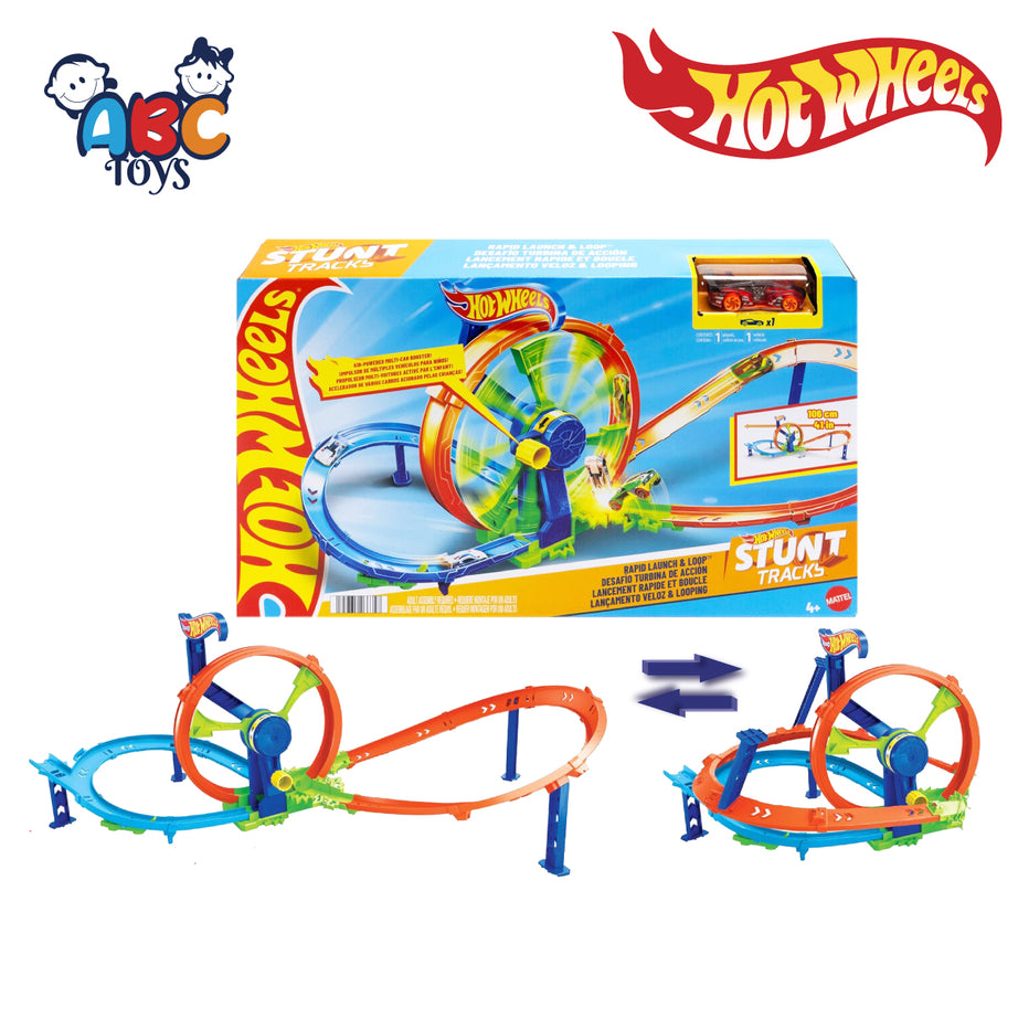Hot Wheels JBX65 Rapid Launch & Loop Playset With 1:64 Scale Die-Cast Toy Car, Ages 4+