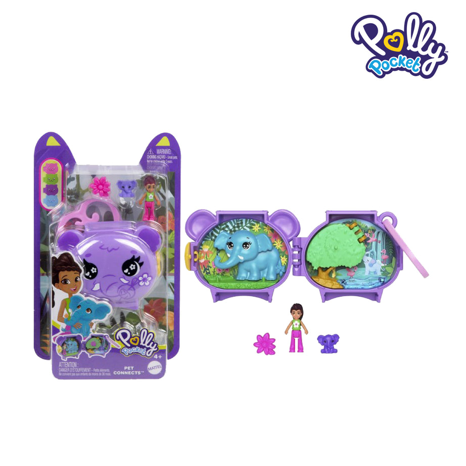 Polly Pocket JCB19 Pet Connects Elephant Set, Ages 4+ (GYV99)