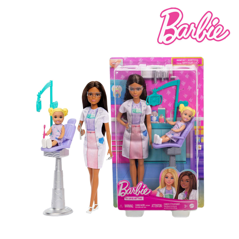Barbie JCR75 Dentist Doll With Brunette Fashion Doll, Ages 3+ (JCR71)