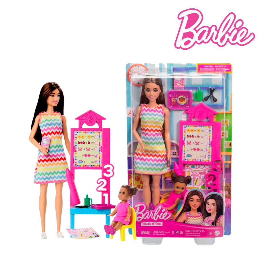 Barbie JCR76 Teacher Doll With Brunette Fashion Doll, Ages 3+ (JCR71)