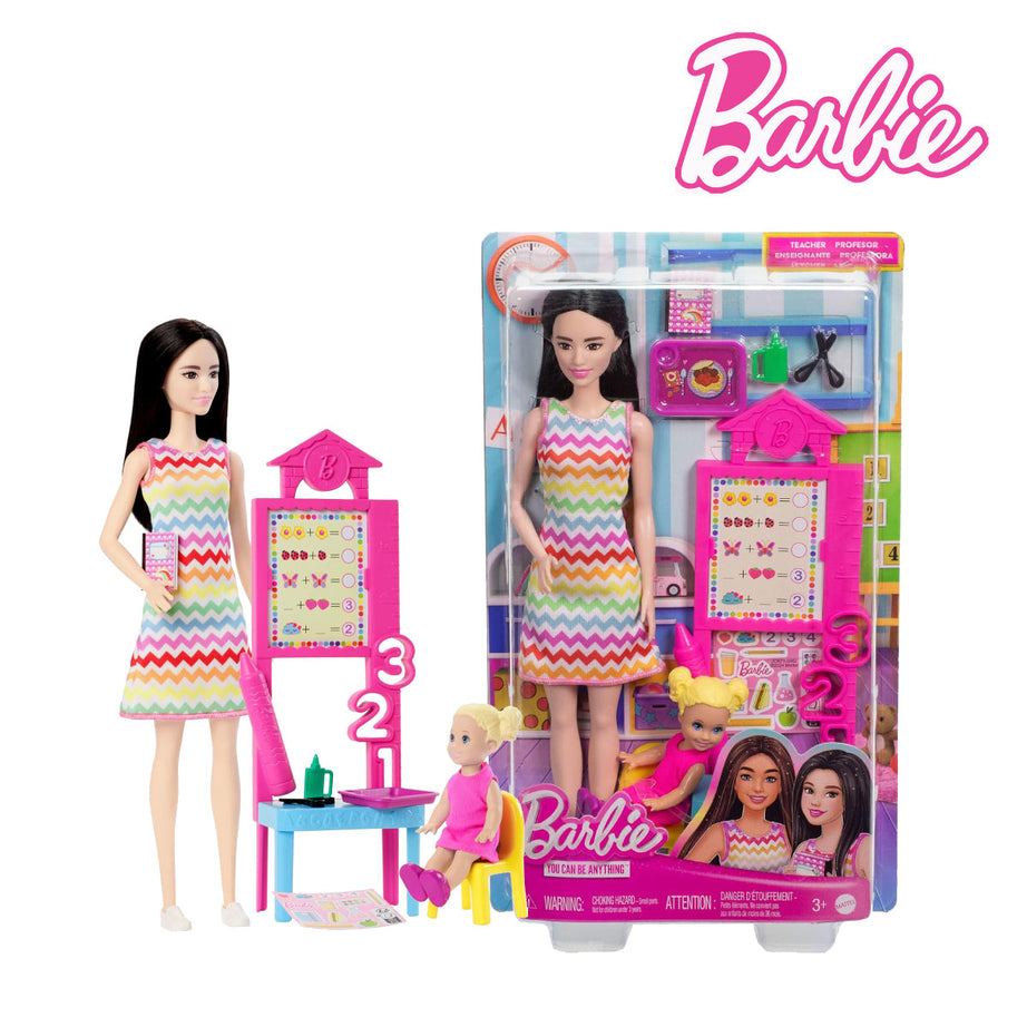 Barbie JCR77 Teacher Doll With Blonde Fashion Doll, Ages 3+ (JCR71)