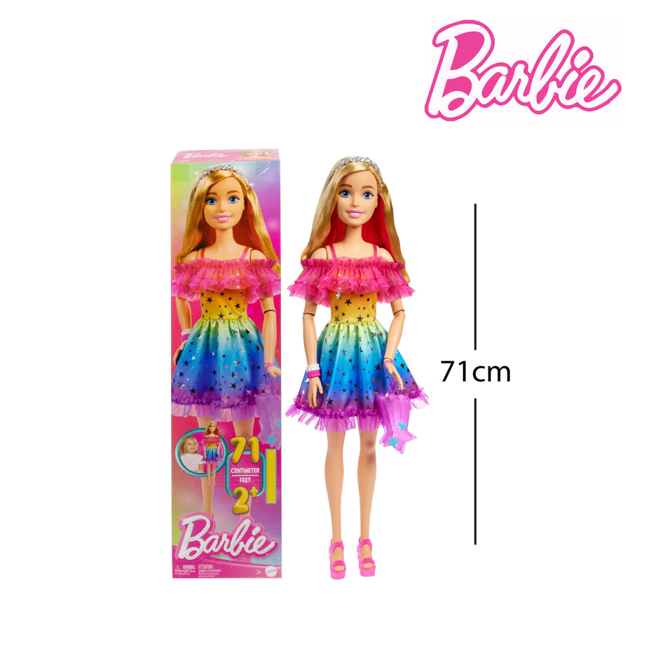 Barbie JCW45 Large 28 Inches Doll with Blond Hair And Rainbow Dress
