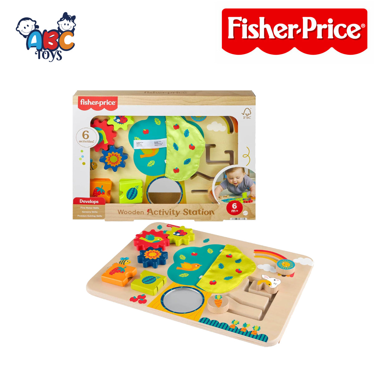 Fisher Price JDM53 Wood Activity Station, Ages 6m+