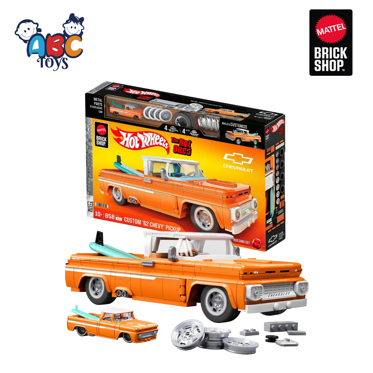 Mattel Brick Shop Hot Wheels JFT20 858 Pcs Custom '62 Chevrolet, Age 10+