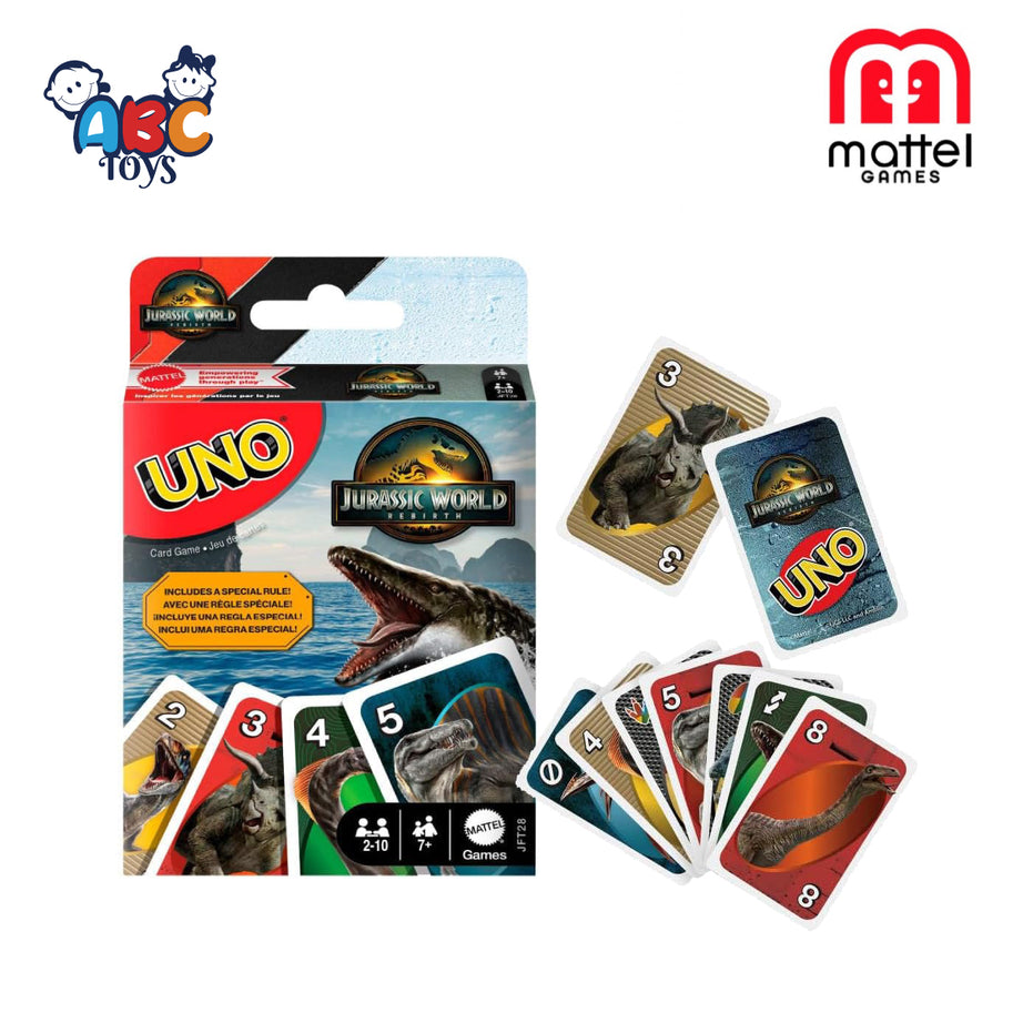 UNO JFT28 Jurassic World Rebirth Card Game, Ages 7+