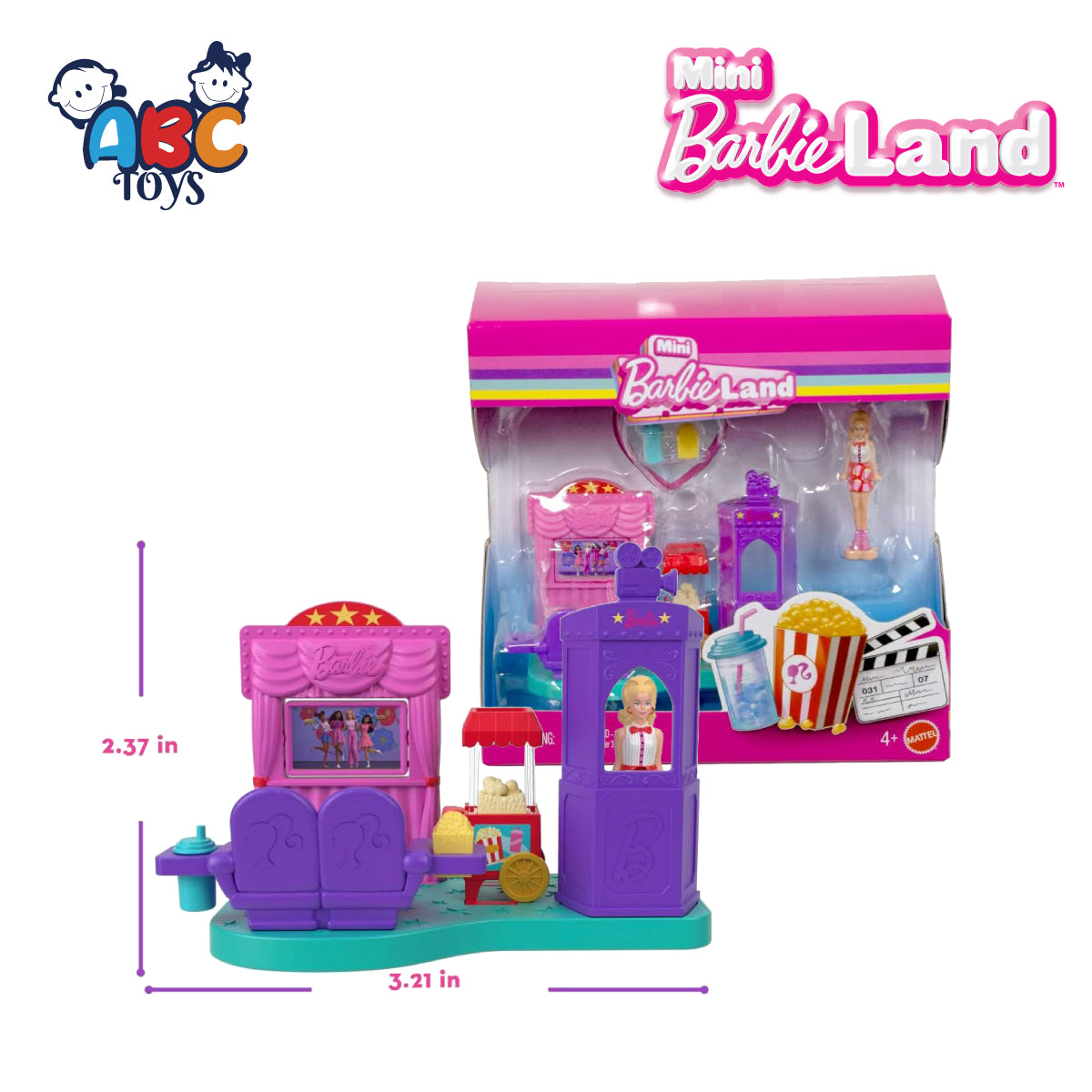 Barbie JLG62 Mini Barbie Land Doll & Move Theater, Age 4+