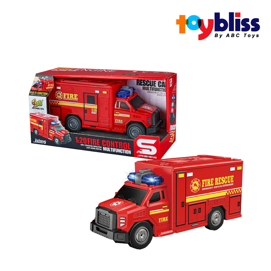 Toybliss - JIAN SHENG City Fire B/O Trucks Small with Light & Sound (JS165B), Age 3+