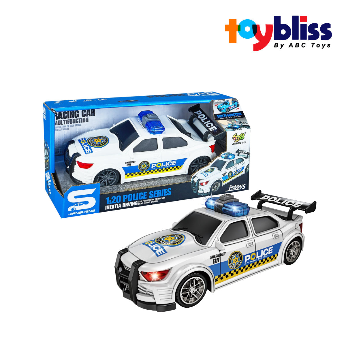 Toybliss - JIAN SHENG 1:20 Scale Police B/O Trucks Small with Light & Sound (JS167C), Age 3+