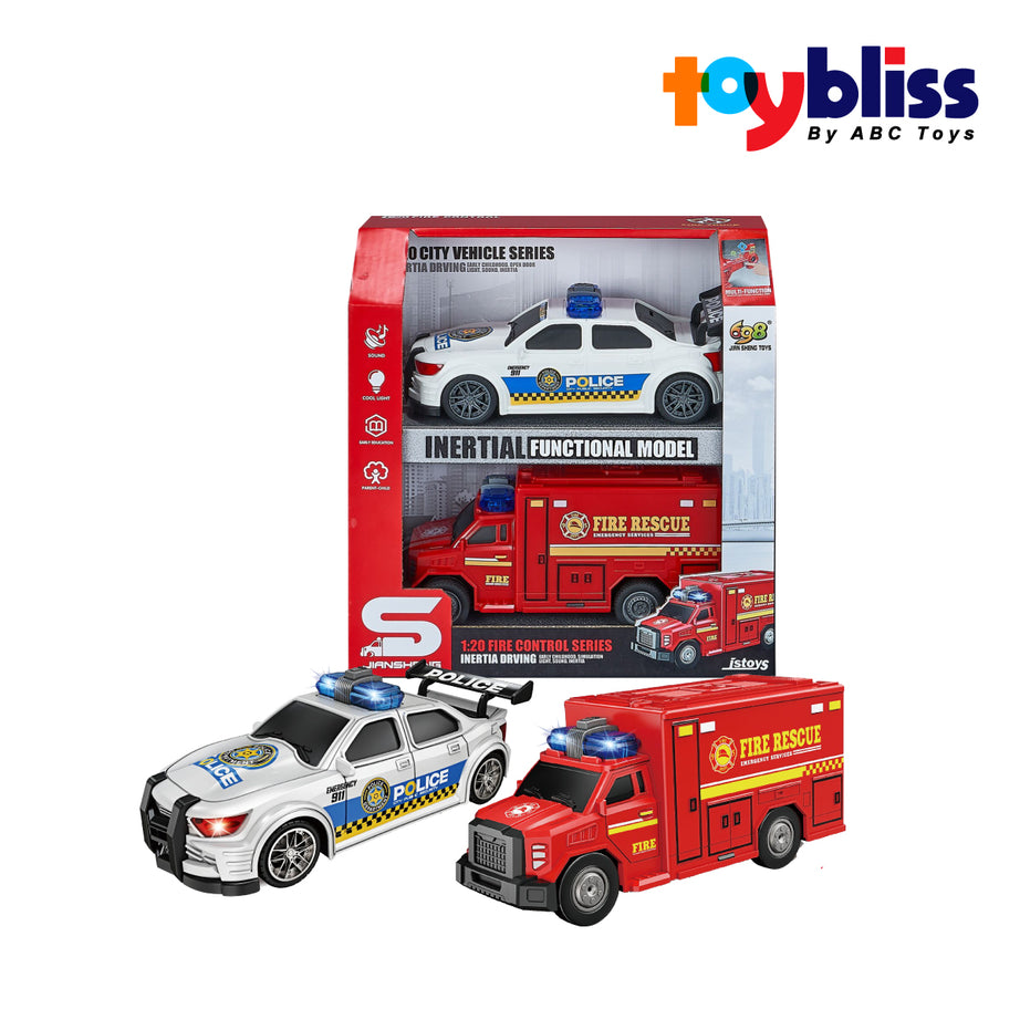 Toybliss JIANSHENG Fire Rescue Car with Light & Sound (JS200P), Ages 3+