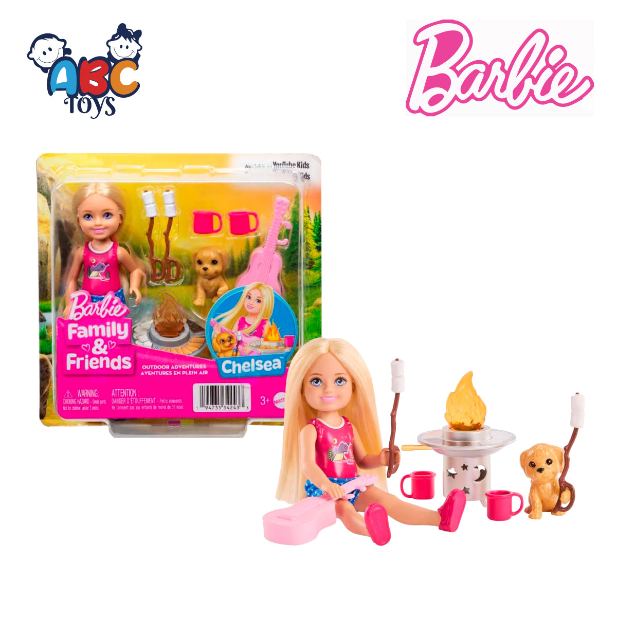 Barbie Chelsea Friends & Family Outdoor Adventures Doll JJV61 Ages 3+