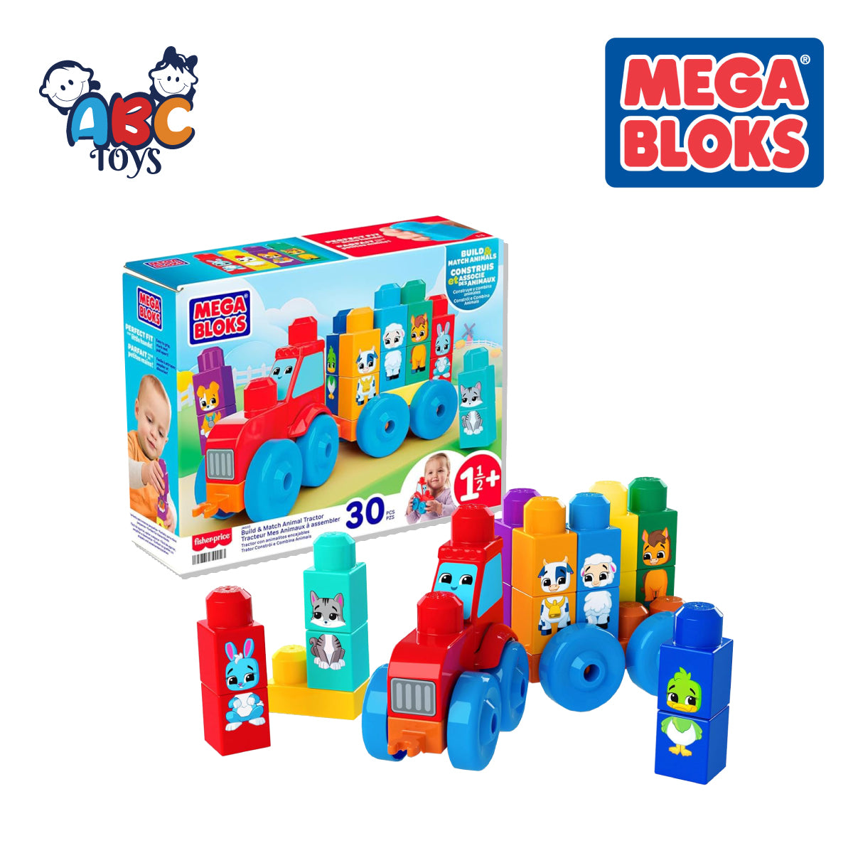 MEGA BLOKS JKG33 Animal Tractor 30Pieces, Ages 18m+