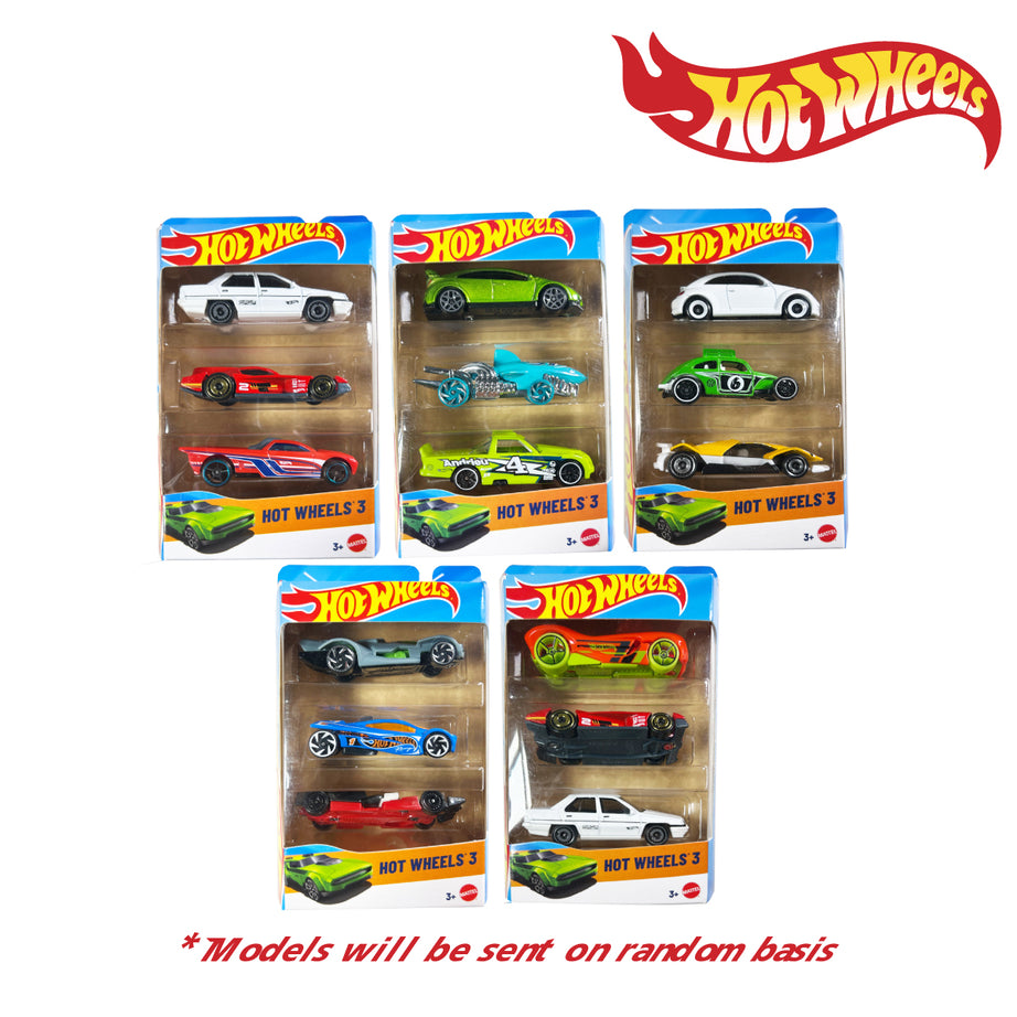 Hot Wheels K5904 1:64 Scale 3-Pack Toy Cars & Trucks, Ages 3+