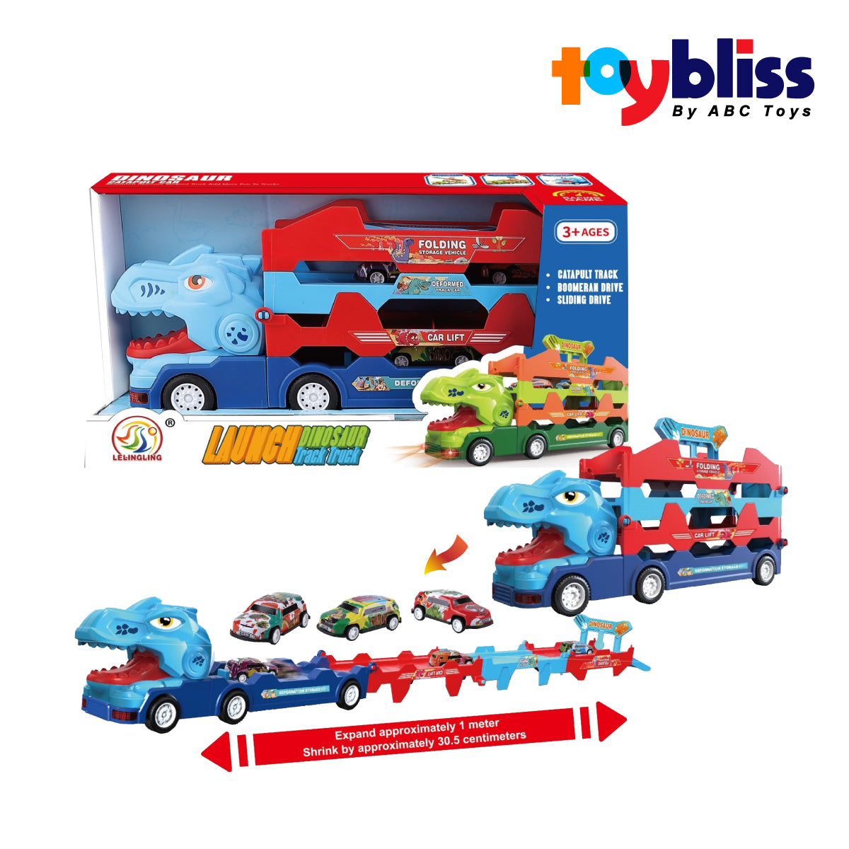 Toybliss LEL-INGLING Dinosaur Launch Track Truck Set (5631), Age 3+