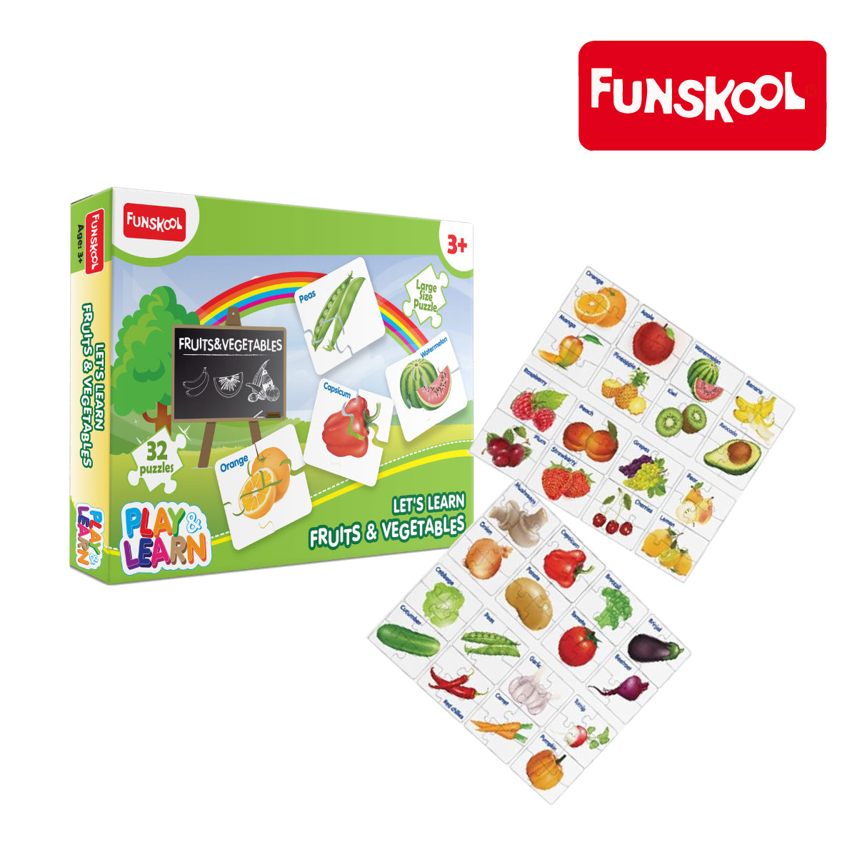 Funskool Let’s Learn Fruits & Vegetables Puzzle, Ages 3+