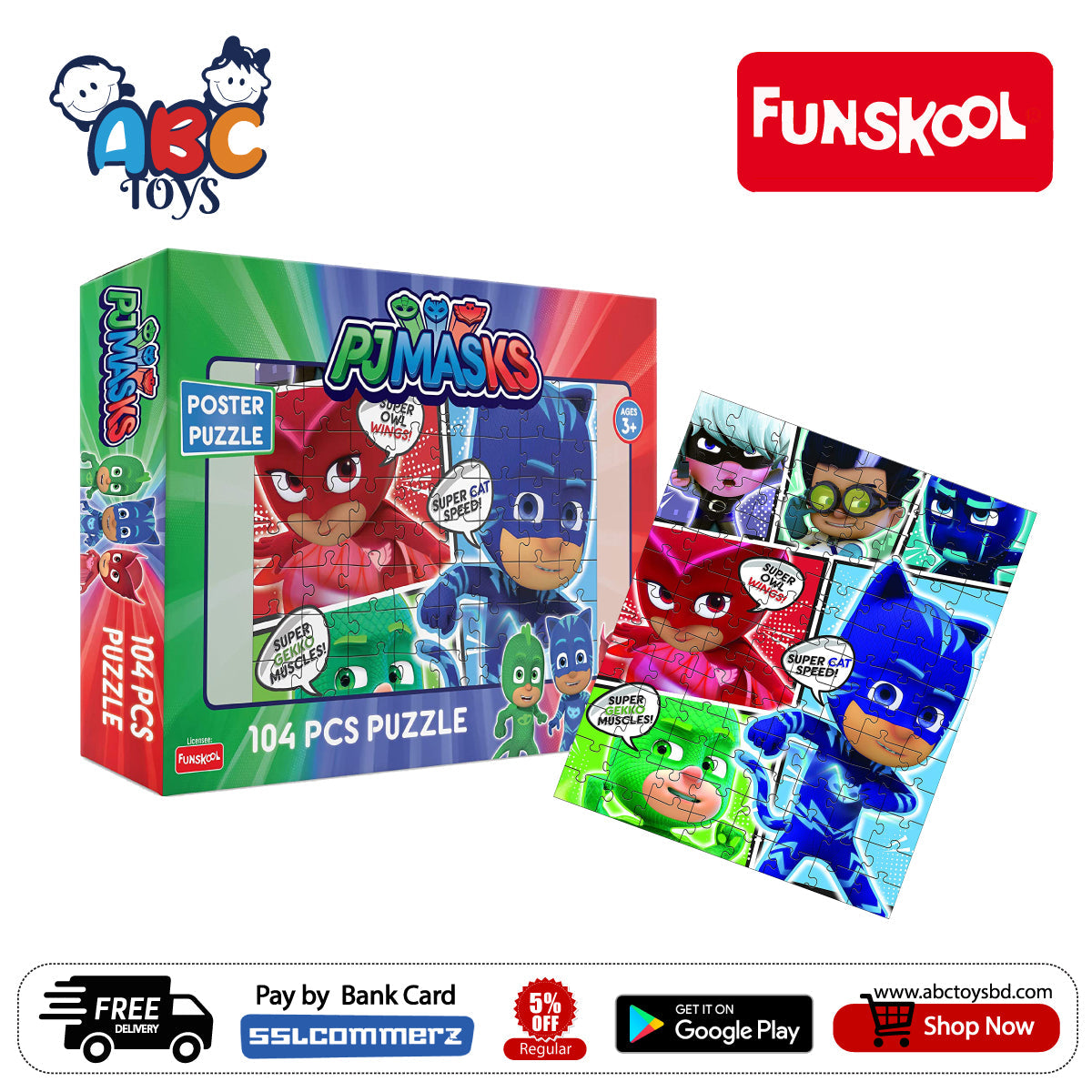 Funskool PJ Mask Poster Puzzle – ABC TOYS