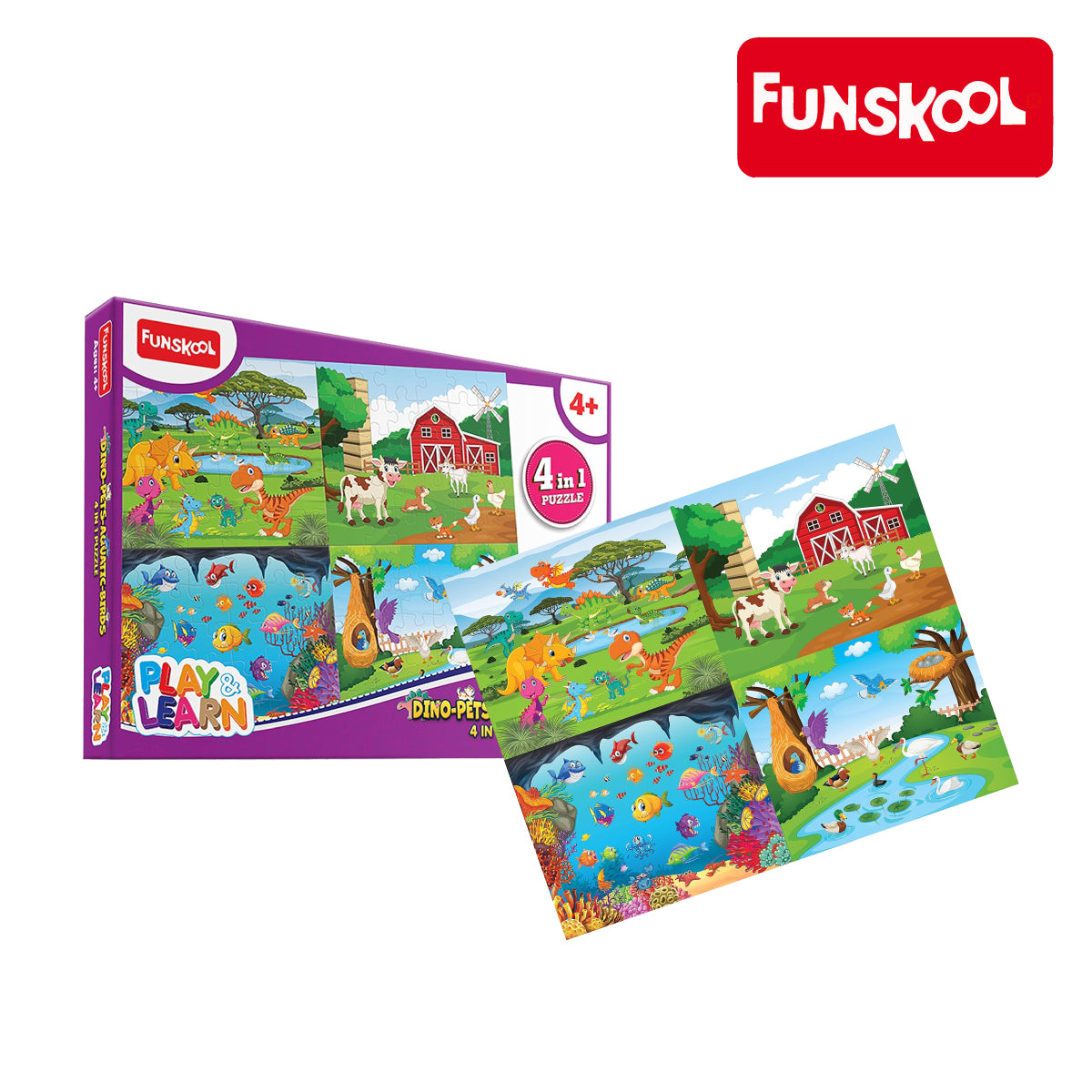 Funskool Play & Learn Dino Pets Aquatic Birds 4 in 1 Puzzle, Ages 4+