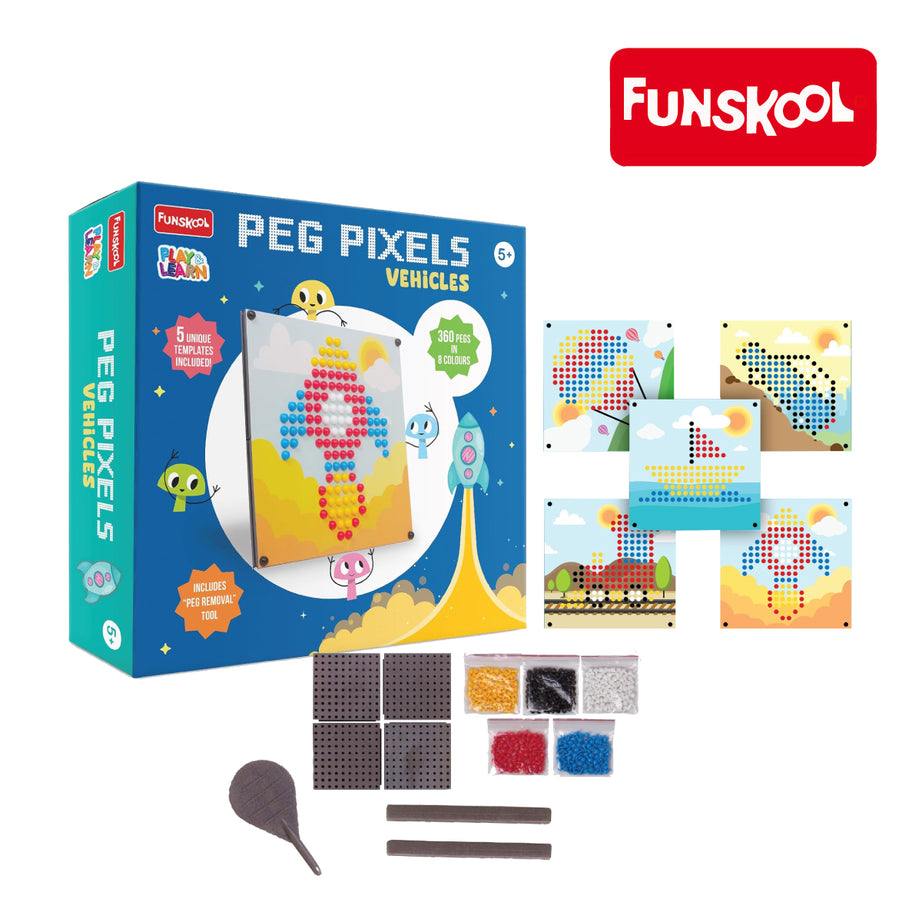 Funskool Peg Pixels Vehicles Jigsaw Puzzle Game, Ages 5+