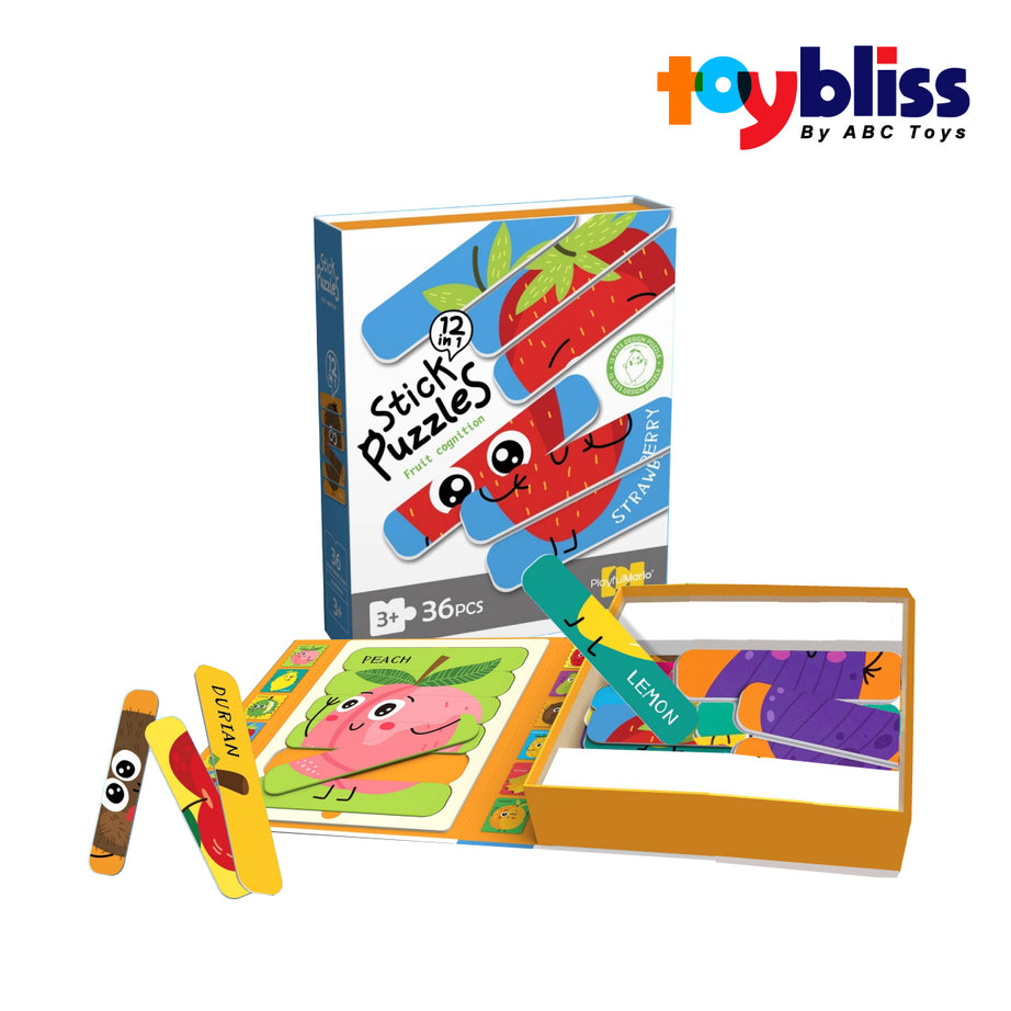 Toybliss PlayfulMario 12in1 Fruit Stick Puzzle 36Pcs (88773), Ages 3+