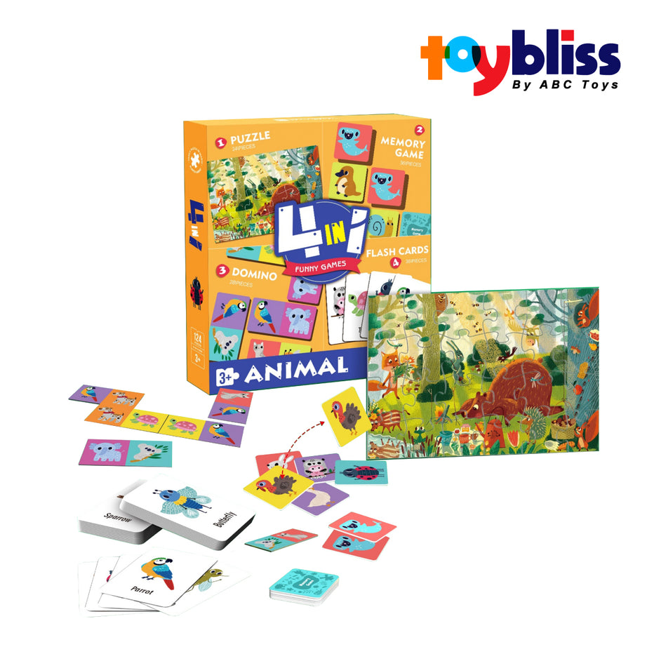 Toybliss PlayfulMario Animal 4in1 with 124 pcs Puzzle (88762), Ages 3+