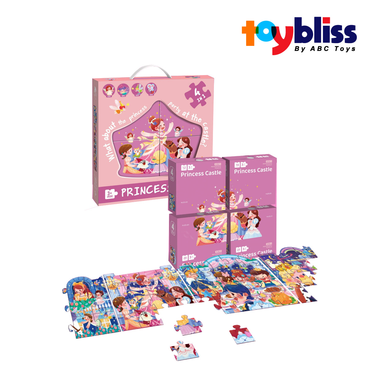 Toybliss PlayfulMario Princess 4-in-1 with 73 pcs Puzzle (88948), Ages 3+