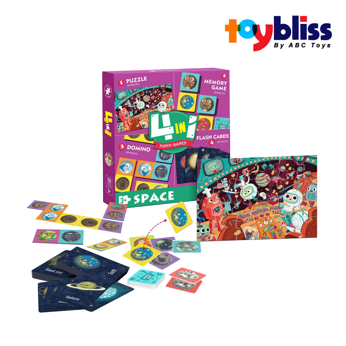 Toybliss PlayfulMario Space 4in1 with 124 pcs Puzzle (88765), Ages 3+